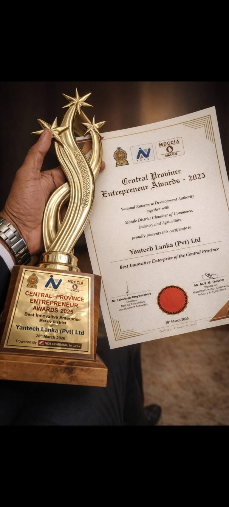 Yantech Lanka Wins Best Innovative Enterprise Award at Central Province Entrepreneur Awards 2025